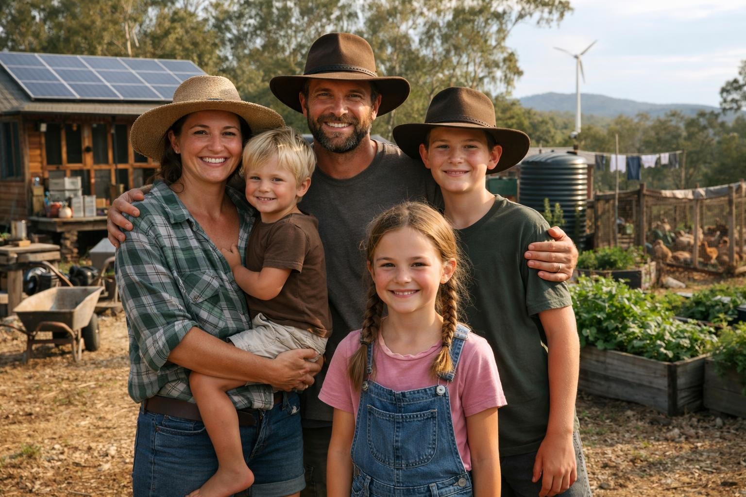 A family of five from Toowoomba has been living off-grid on a small property since 2020: their monthly expenses have fallen by 47 percent