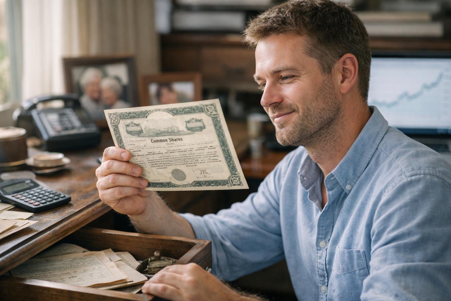 He finds old CSL shares in his grandfatherʼs drawer from the 1994 float: with dividends reinvested they are now worth over $185 000