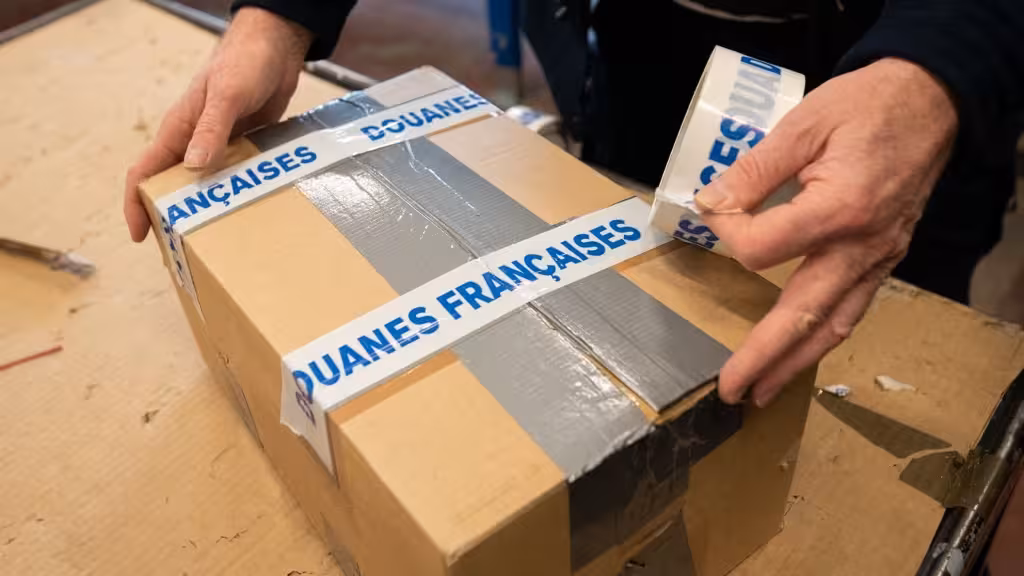 Parcels at a European sorting facility under customs control