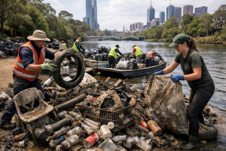 Volunteers remove a record amount of rubbish from the Yarra River