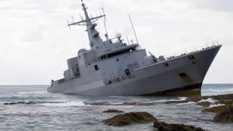 The neighbourʼs navy is down to eight ships after steering one onto a reef with the autopilot still switched on